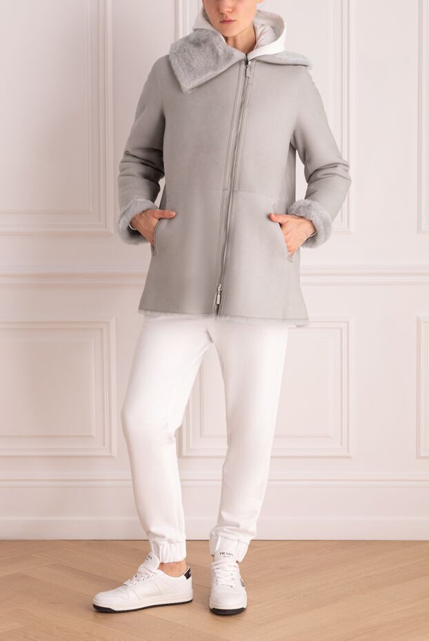 Max&Moi gray sheepskin coat made of natural fur for women 147277 - photo 2