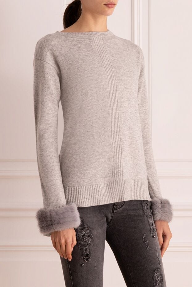 Max&Moi gray womens jumper with fur cuffs 147301 - photo 3