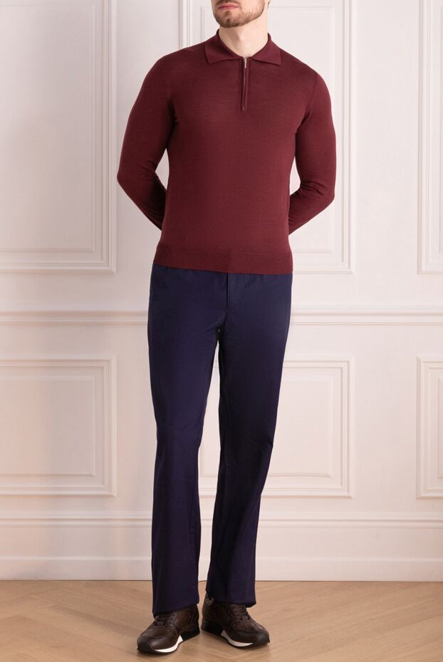 Cesare di Napoli man wool long sleeve polo burgundy for men buy with prices and photos 147332 - photo 2