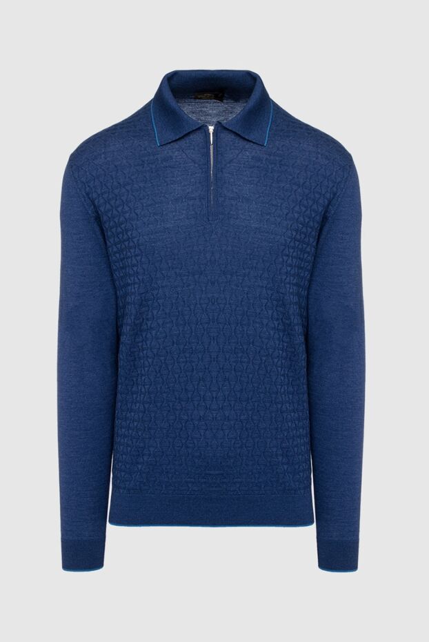 Cesare di Napoli man long sleeve polo in silk and cashmere blue for men buy with prices and photos 147337 - photo 1