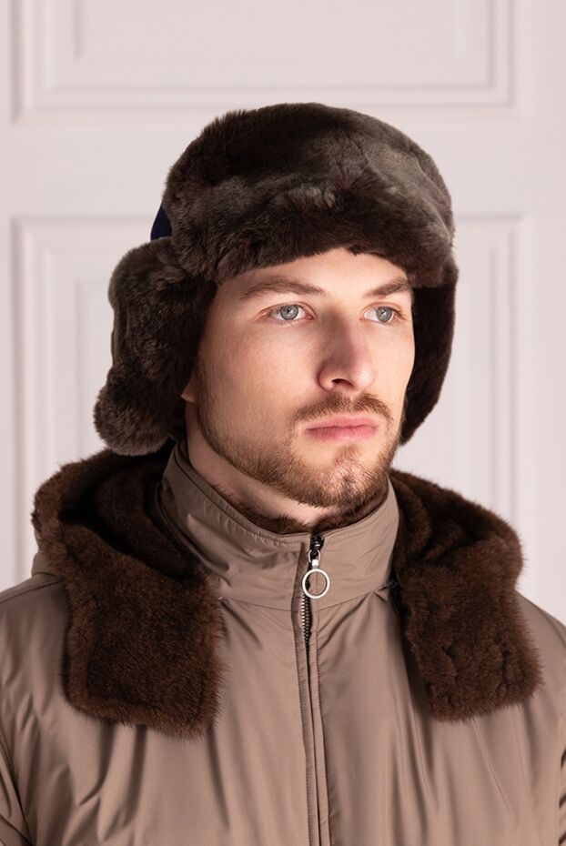Wool Trapper hat with brown fur for men - photo 2