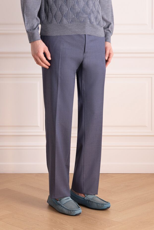 Lubiam men's business trousers made of natural wool with a geometric pattern 147478 - photo 3