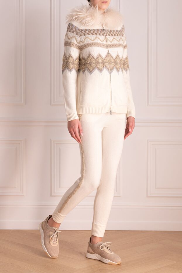 Panicale women's white walking suit with patterns and fur 147540 - photo 3