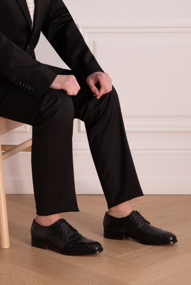 Cesare di Napoli мужские туфли мужские из кожи аллигатора черные купить с ценами и фото 147543 - фото 2