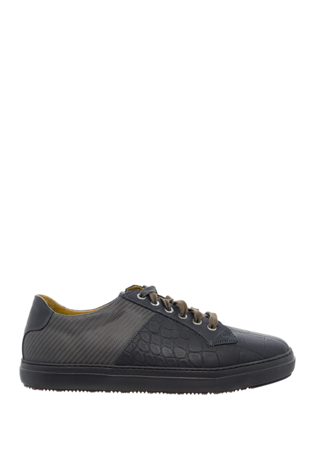 Tardini black carbon and alligator leather sneakers for men 147555 - photo 1