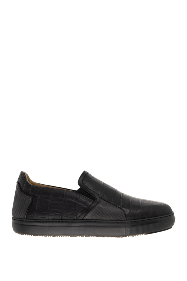 Tardini black slip-ons made of genuine alligator leather with elastic inserts and leather lining 147558 - photo 1
