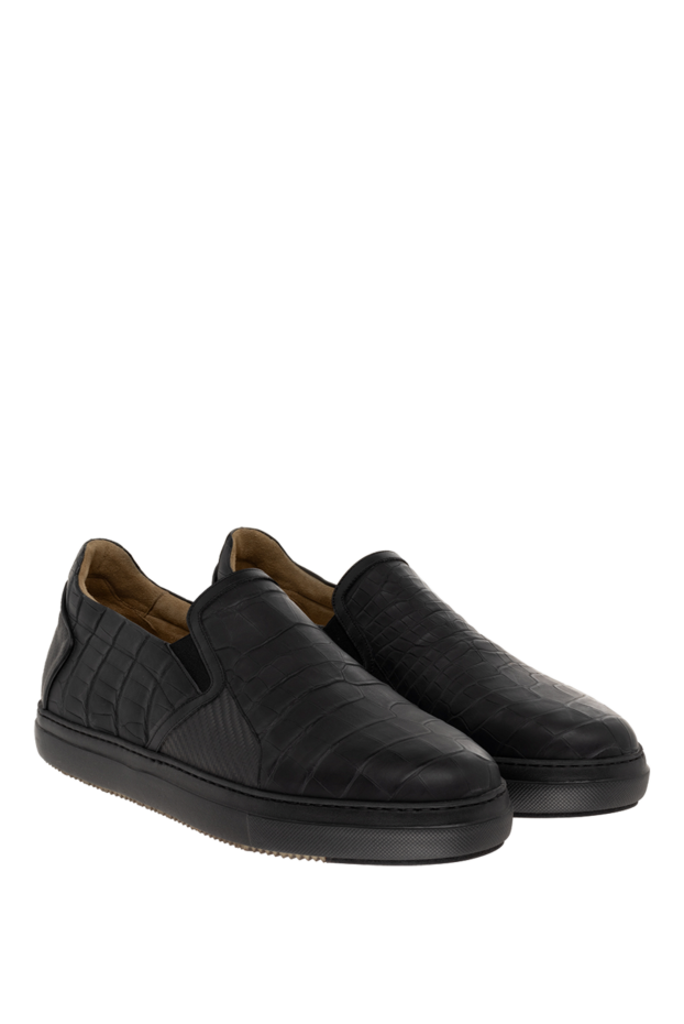 Tardini black slip-ons made of genuine alligator leather with elastic inserts and leather lining 147558 - photo 3