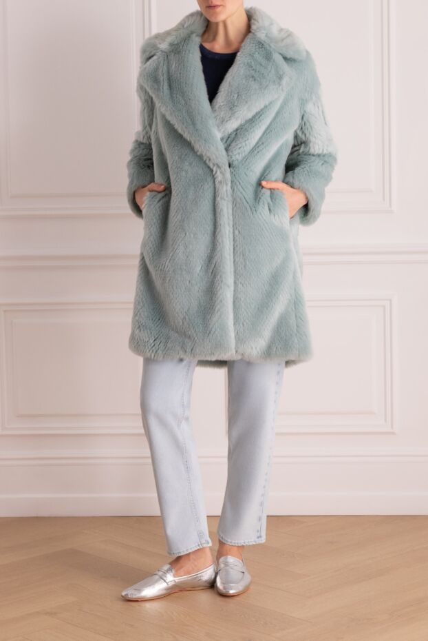 Il Cappottino woman women's blue acrylic and polyester fur coat buy with prices and photos 147626 - photo 2