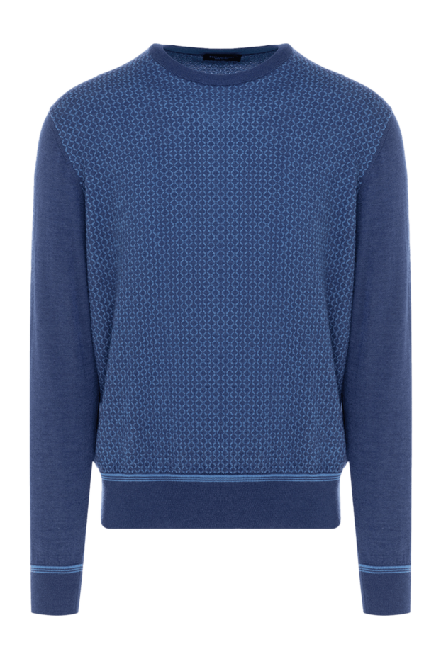 Stefano Ricci blue cashmere and silk jumper with a small geometric pattern 147668 - photo 1