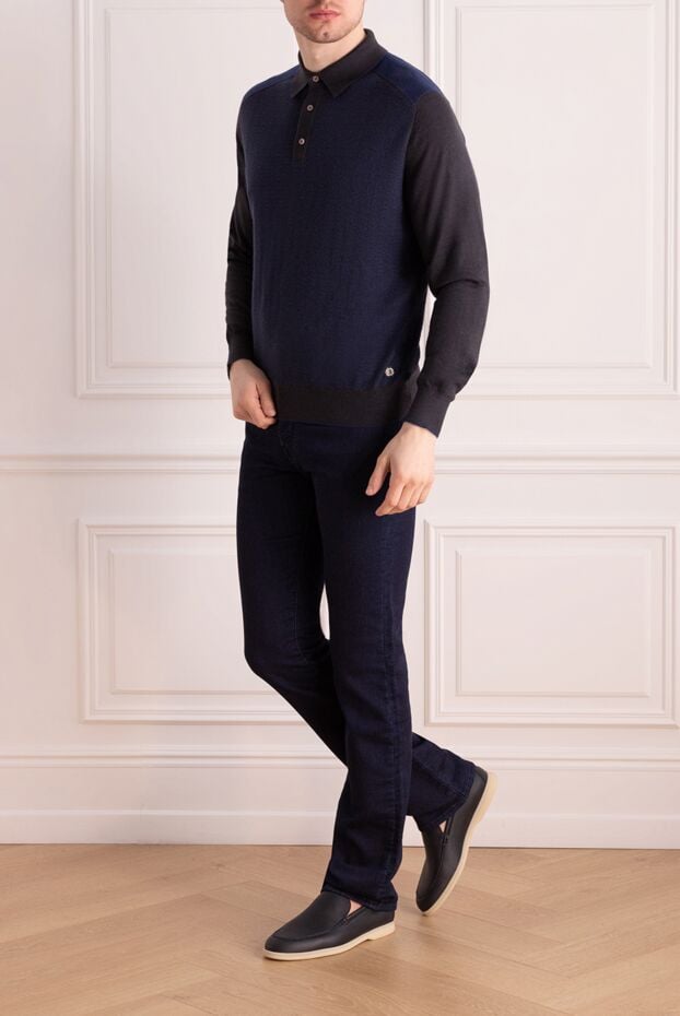 Stefano Ricci long sleeve polo shirt with smooth sleeves and textured front 147684 - photo 2