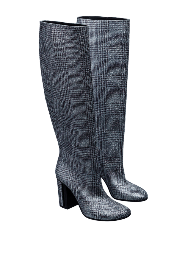 Stephen Venezia women's leather boots with a checkered pattern, gray 147710 - photo 3
