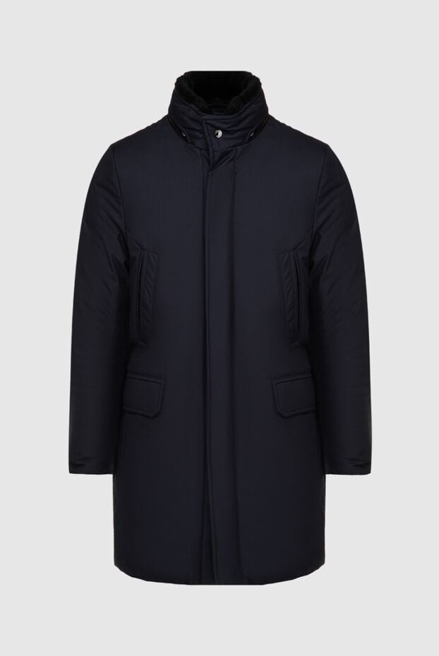 Moorer men's blue down jacket with a high fur collar 147739 - photo 1