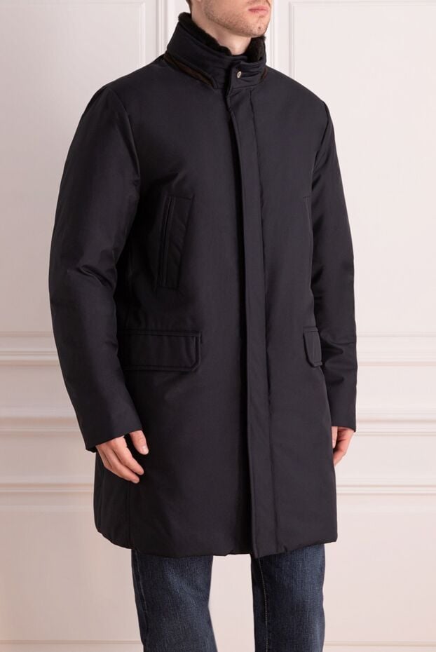 Moorer men's blue down jacket with a high fur collar 147739 - photo 3
