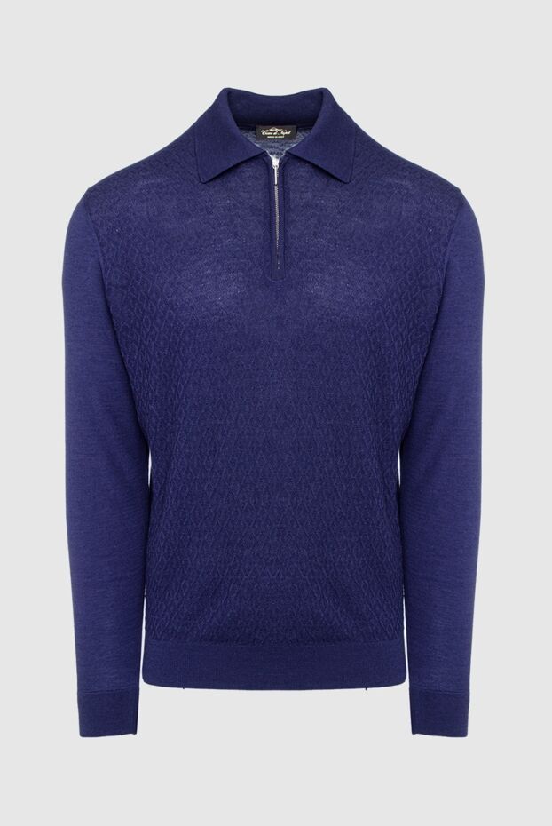 Cesare di Napoli man wool, silk and cashmere long sleeve polo blue for men buy with prices and photos 147761 - photo 1