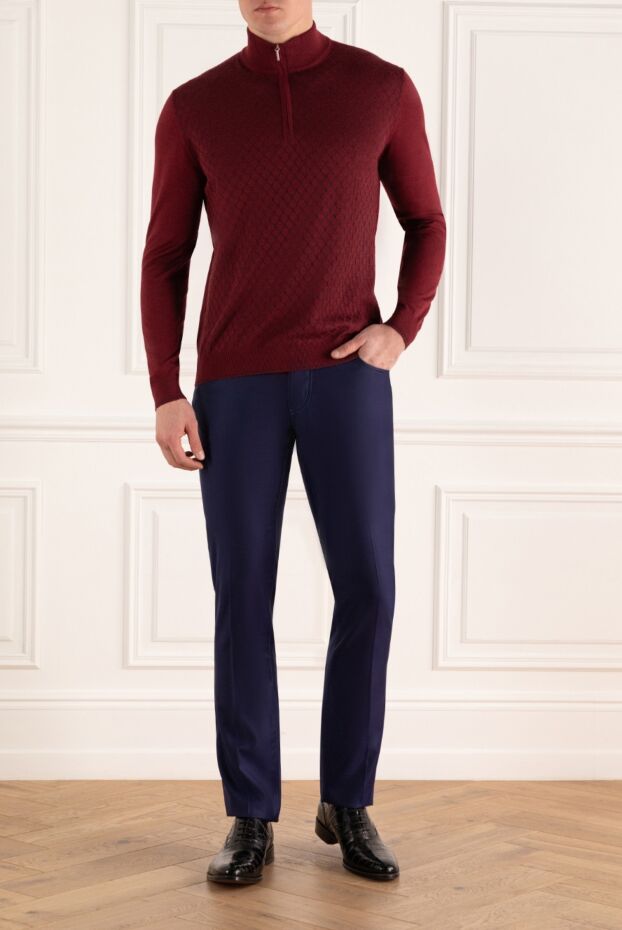 Cesare di Napoli man wool, cashmere and silk troyer burgundy for men buy with prices and photos 147764 - photo 2