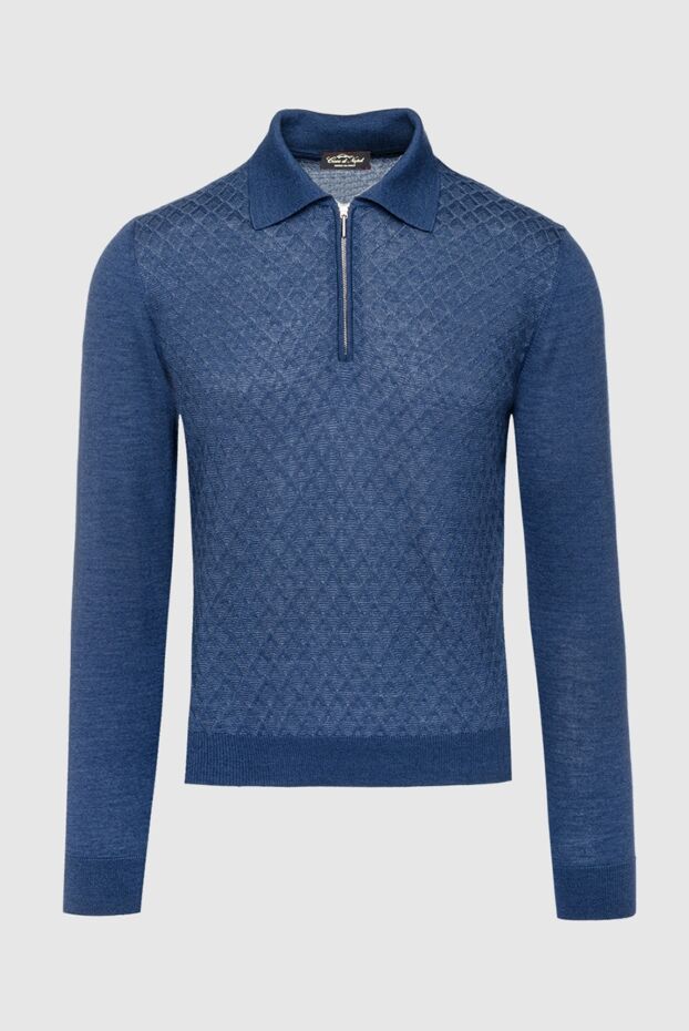 Cesare di Napoli man wool, silk and cashmere long sleeve polo blue for men buy with prices and photos 147775 - photo 1