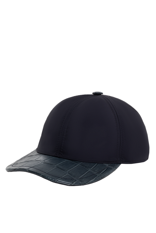 Hettabretz men's blue silk and alligator leather cap 147805 - photo 3