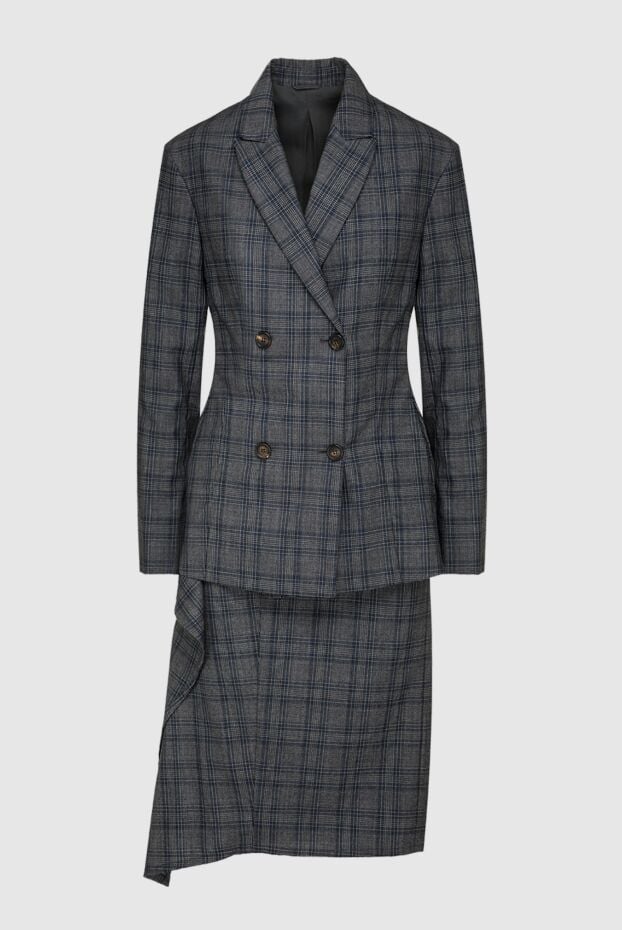 Gray woolen skirt suit for women - photo 1