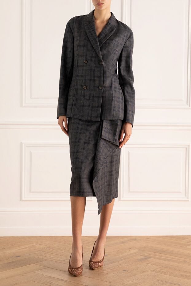 Gray woolen skirt suit for women - photo 2