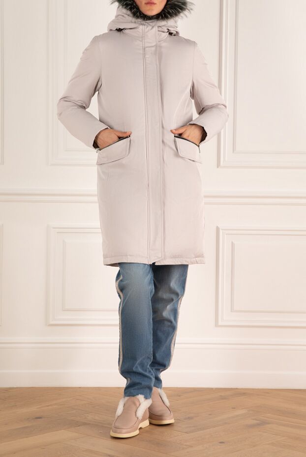 Intuition insulated parka in a delicate shade with a contrasting fur trim 147978 - photo 2