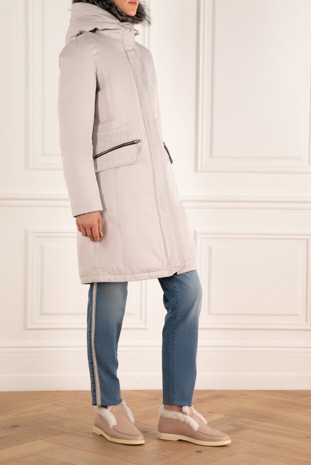 Intuition insulated parka in a delicate shade with a contrasting fur trim 147978 - photo 3
