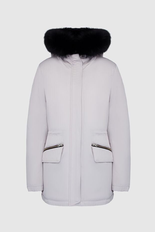 Intuition light-colored down parka with contrasting fur trim and zip pockets 147981 - photo 1