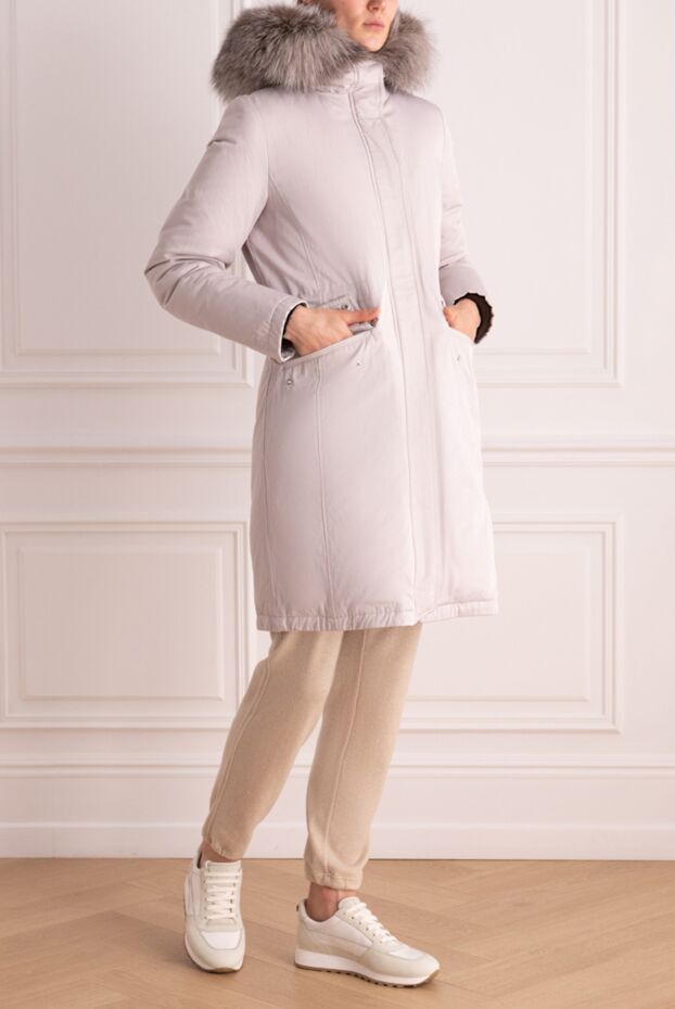 Intuition women's elongated parka with natural down and fluffy fur trim 147982 - photo 3