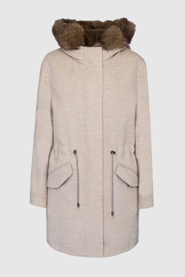 Fabio Gavazzi woman beige women's cashmere and sable fur parka buy with prices and photos 148011 - photo 1