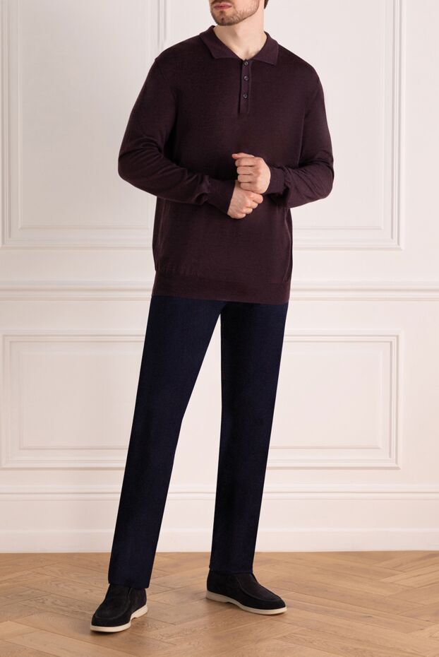 Cesare di Napoli man wool and cashmere long sleeve polo violet for men buy with prices and photos 148030 - photo 2