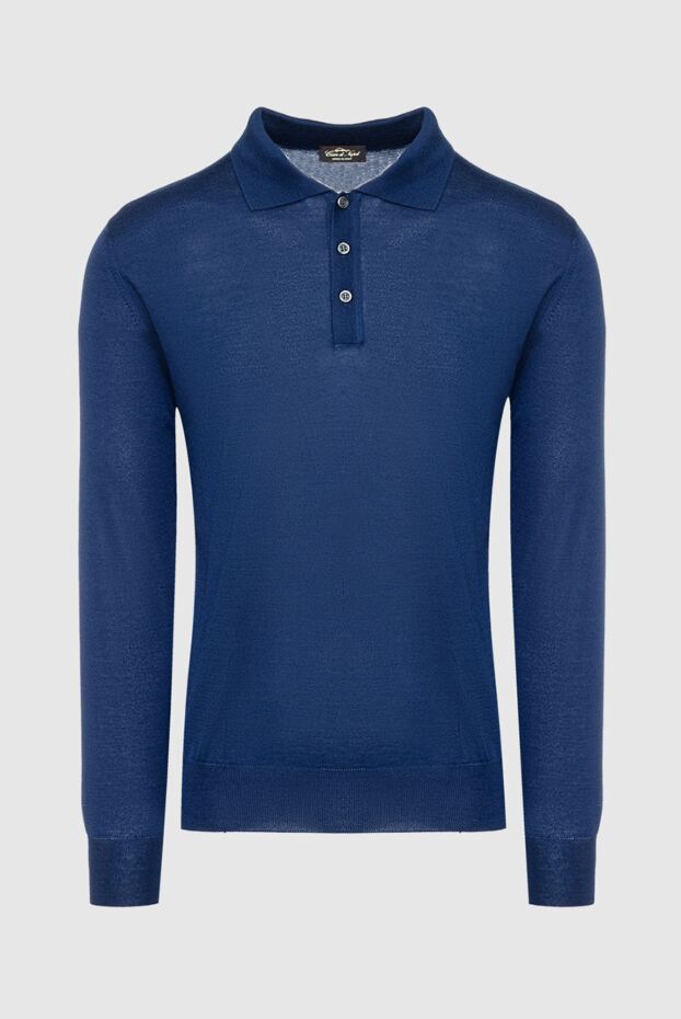 Cesare di Napoli man wool and cashmere long sleeve polo blue for men buy with prices and photos 148031 - photo 1