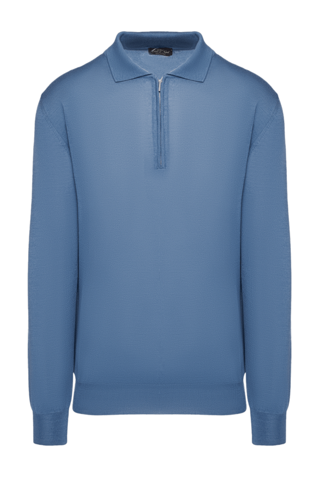 Cesare di Napoli man wool and cashmere long sleeve polo blue for men buy with prices and photos 148037 - photo 1