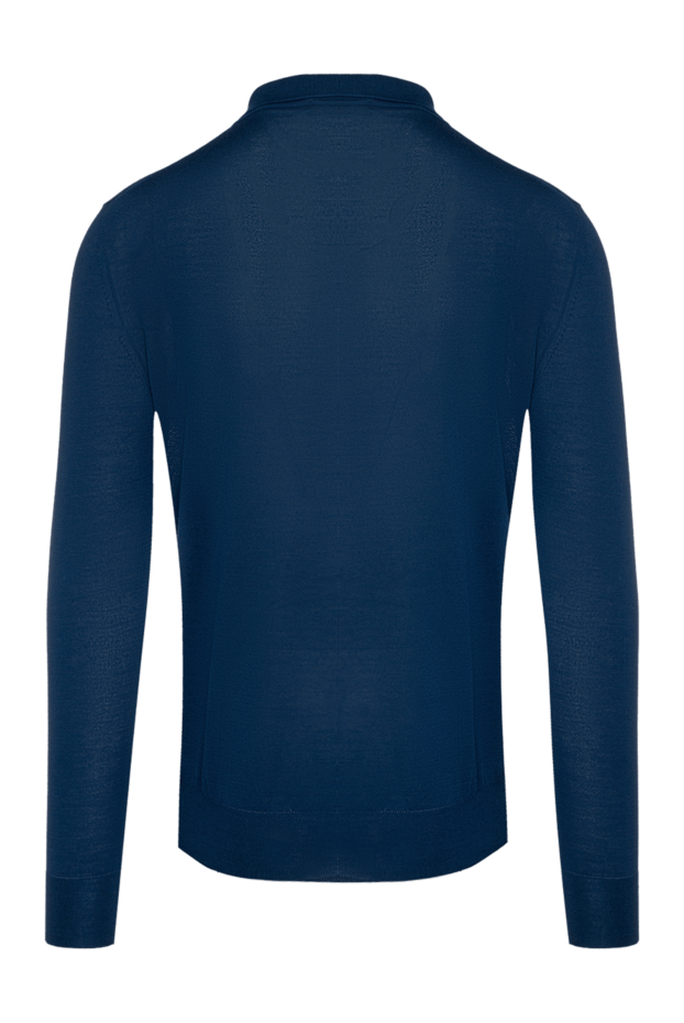 Cesare di Napoli men's long sleeve polo shirt in blue made of wool and cashmere with a zipper 148038 - photo 3