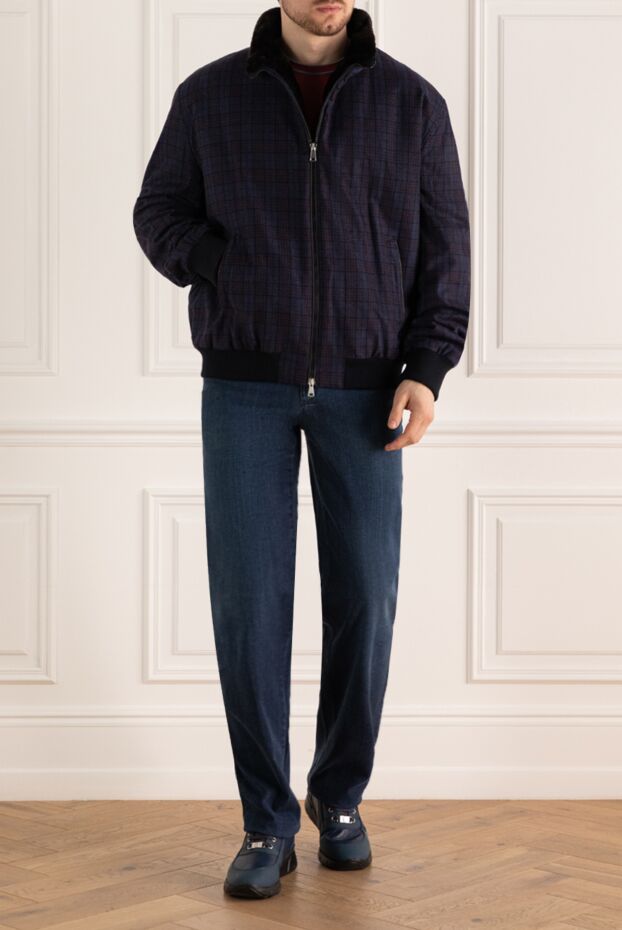 Tombolini men's blue wool and silk fur jacket 148040 - photo 2