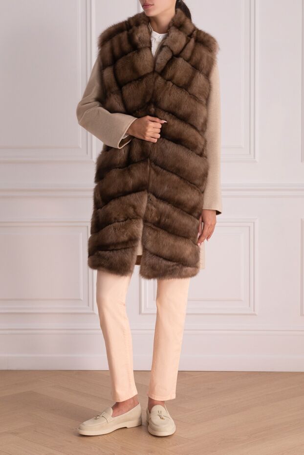 FG Furs woman women's beige sable and cashmere fur coat buy with prices and photos 148120 - photo 2