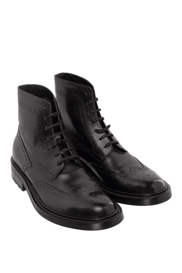 Saint Laurent women's black leather boots with perforated patterns 148137 - photo 3