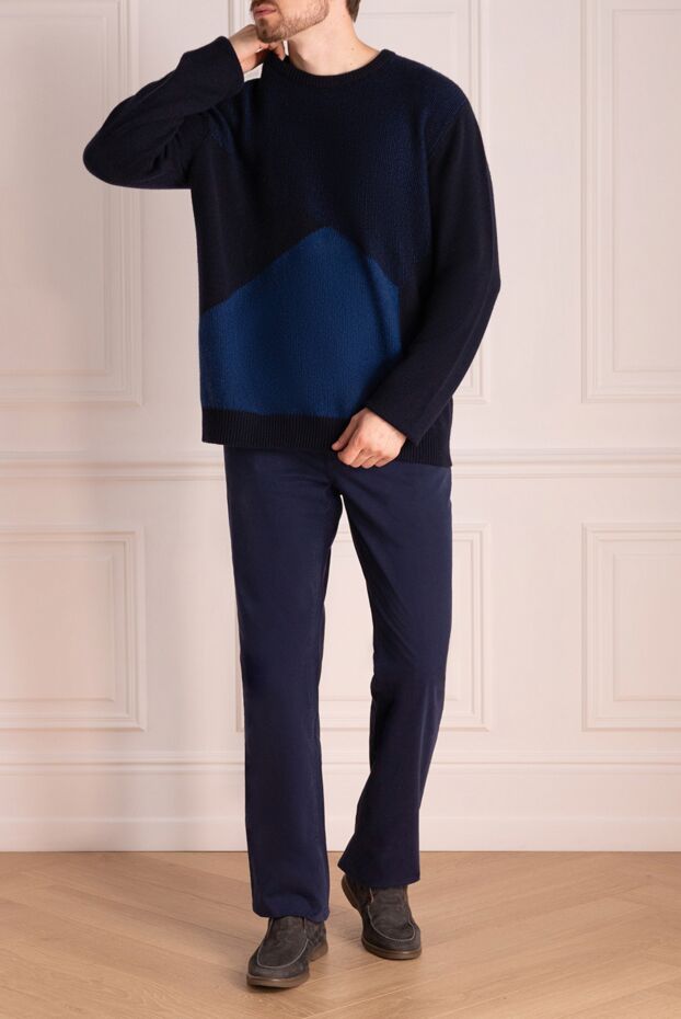 Zilli men's dark blue trousers with decorative embroidery on the pocket 148160 - photo 2