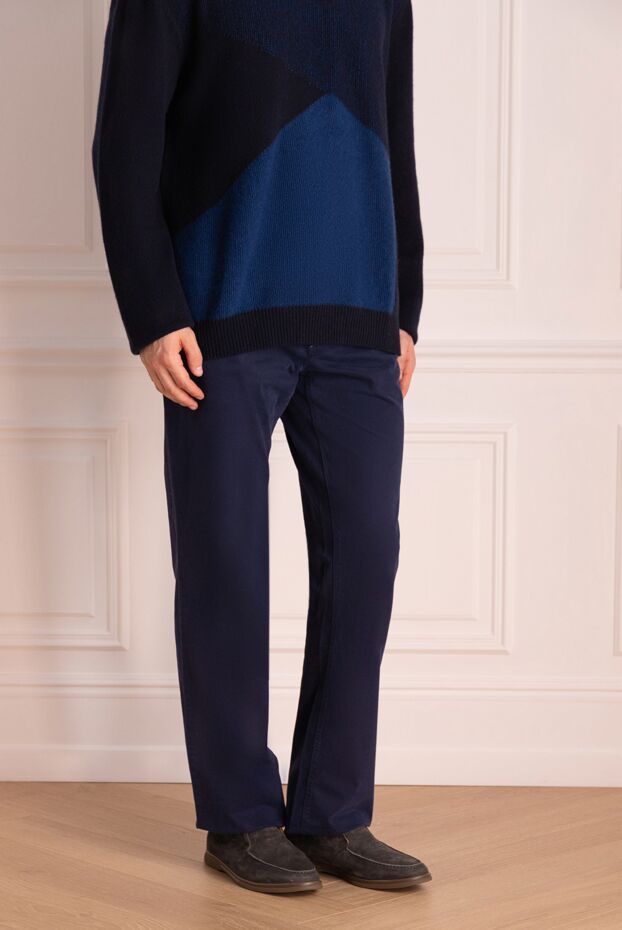 Zilli men's dark blue trousers with decorative embroidery on the pocket 148160 - photo 3