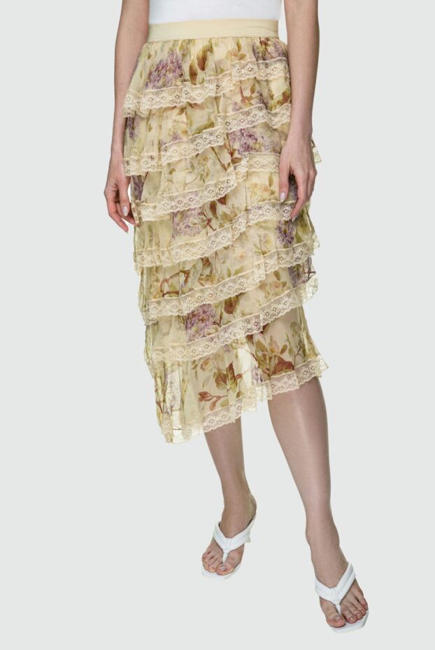 Zimmermann skirt made of lightweight fabric with floral pattern and decorative diagonal ruffles 148201 - photo 3
