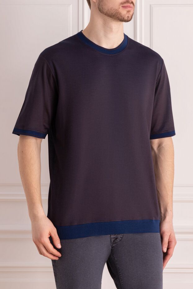 Cesare di Napoli t-shirt made of cotton and silk purple for men 148216 - photo 3
