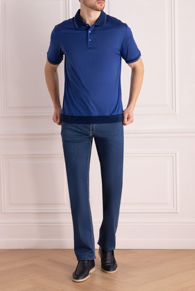 Cesare di Napoli man cotton and silk polo blue for men buy with prices and photos 148222 - photo 2