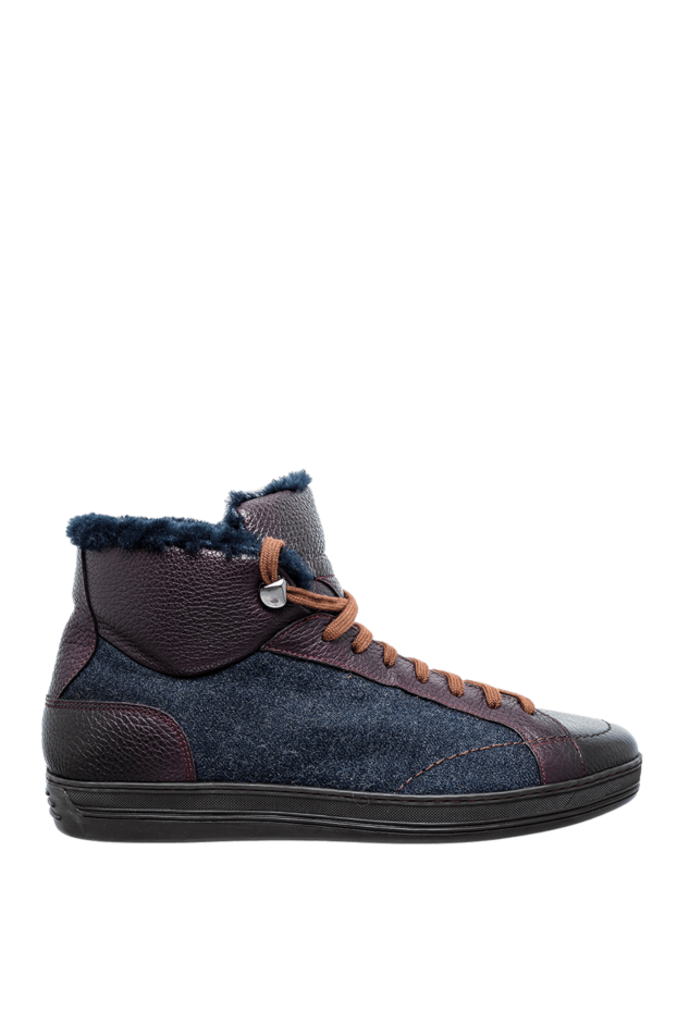 Doucal`s man brown leather and wool sneakers for men buy with prices and photos 148268 - photo 1