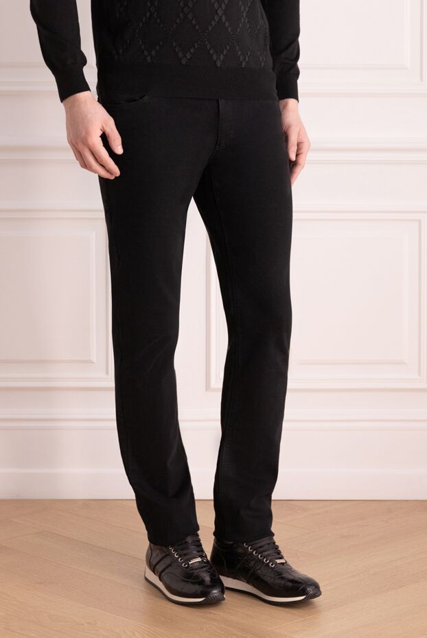 Zilli blue jeans with decorative seams and branded leather patch on the waist 148303 - photo 3