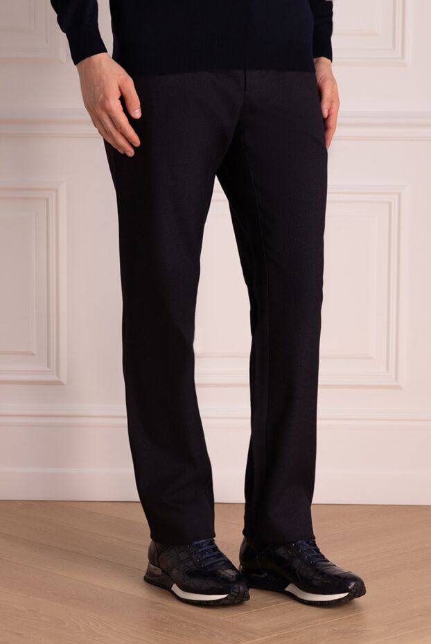 Zilli men's trousers in deep brown shade made of wool and cotton 148315 - photo 3