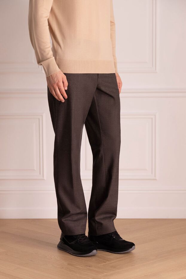 Zilli men's trousers brown with back pockets with buttons 148318 - photo 3