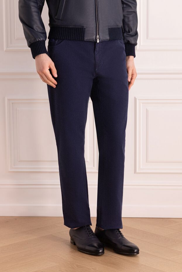 Zilli men's trousers in deep blue with signature embroidery 148336 - photo 3