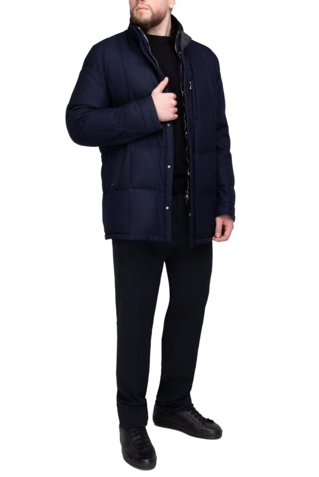 Enrico Mandelli men's down jacket made of wool and cashmere blue 148364 - photo 2