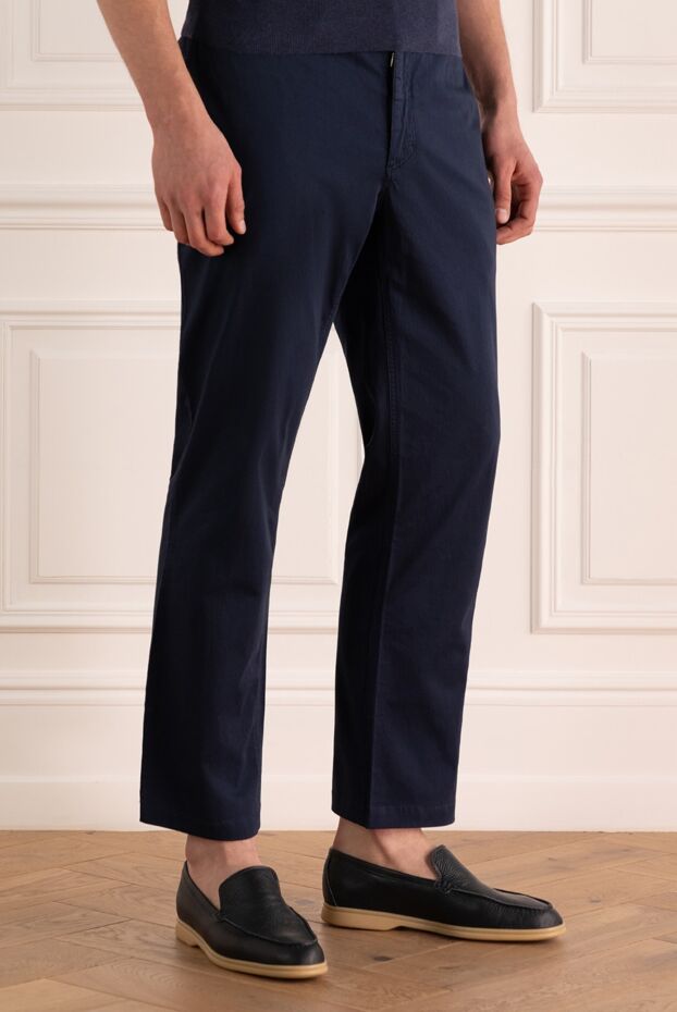 Zilli blue cotton pants with elastane for men 148377 - photo 3