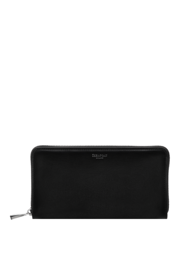 Serapian men's black leather clutch with zipper 148671 - photo 1