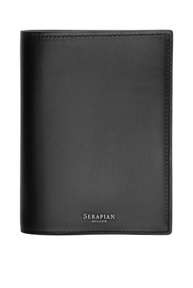 Serapian black leather passport cover for men 148672 - photo 1