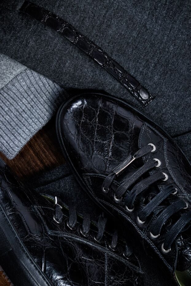 Tardini sneakers made of genuine alligator leather with signature lacing and accent fittings 148697 - photo 2